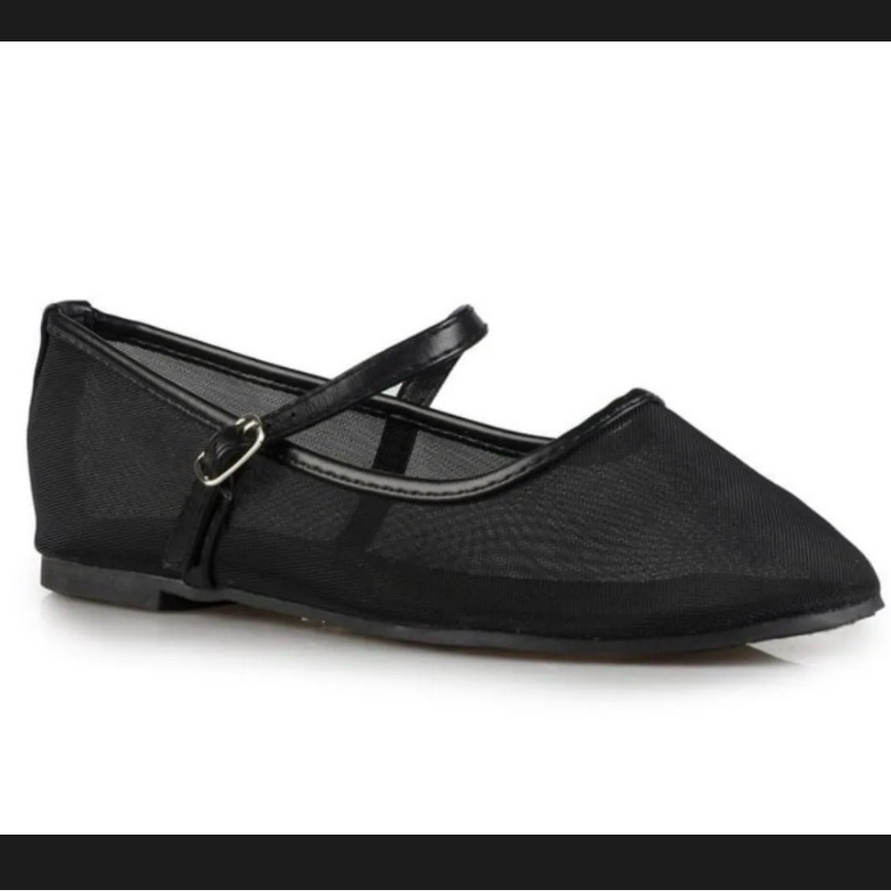 TOP Moda Black Mesh Flats